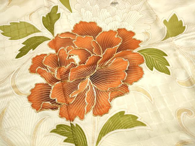 平和屋着物■豪華振袖　駒刺繍　牡丹文　金彩　正絹　逸品　DABH8544qa