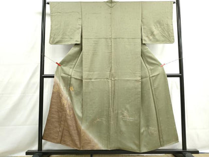 平和屋着物■訪問着　駒刺繍　霞花蝶文　暈し染め　金彩　正絹　逸品　DABH8546qa