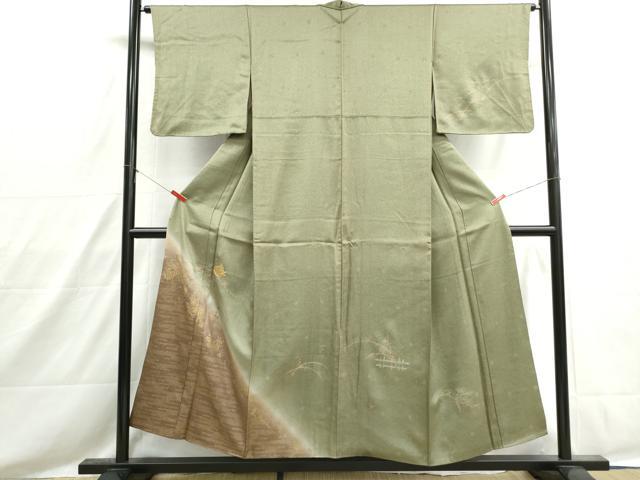 平和屋着物■訪問着　駒刺繍　霞花蝶文　暈し染め　金彩　正絹　逸品　DABH8546qa
