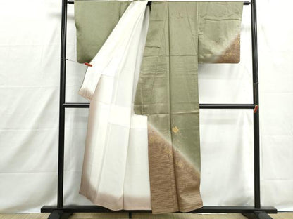 平和屋着物■訪問着　駒刺繍　霞花蝶文　暈し染め　金彩　正絹　逸品　DABH8546qa