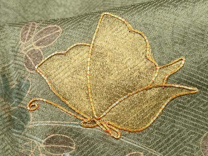 平和屋着物■訪問着　駒刺繍　霞花蝶文　暈し染め　金彩　正絹　逸品　DABH8546qa