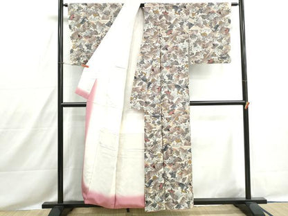 平和屋着物■上質な小紋　百人一首　金彩　鬼しぼ縮緬　正絹　逸品　DABH8547qa