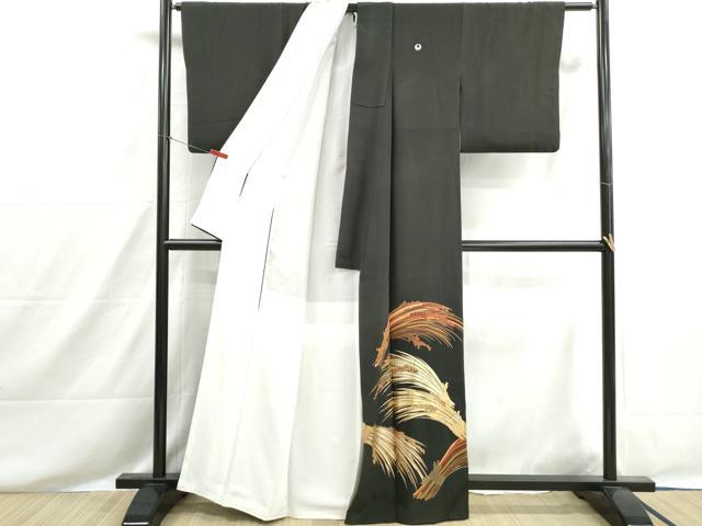 平和屋着物■豪華黒留袖　作家物　稲穂　金彩　正絹　逸品　DABH8550qa