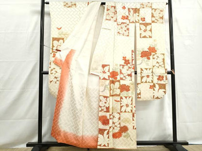 平和屋着物■豪華振袖　駒刺繍　色紙枝花梅文　牡丹　金彩　正絹　逸品　DABH8551qa