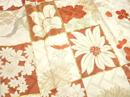 平和屋着物■豪華振袖　駒刺繍　色紙枝花梅文　牡丹　金彩　正絹　逸品　DABH8551qa