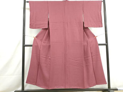 平和屋着物■上質な色無地　霞地紋　浅蘇芳色　正絹　逸品　DABH8552qa