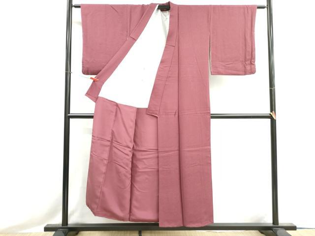 平和屋着物■上質な色無地　霞地紋　浅蘇芳色　正絹　逸品　DABH8552qa