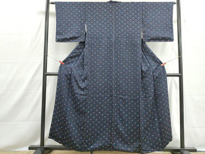 平和屋着物■上質な小紋　絞り　立波鹿の子文　正絹　逸品　DABH8553qa