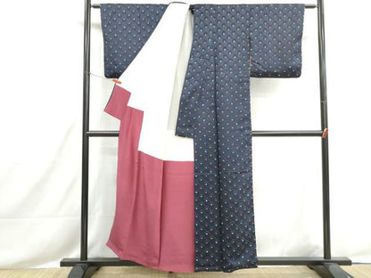 平和屋着物■上質な小紋　絞り　立波鹿の子文　正絹　逸品　DABH8553qa