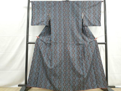 平和屋着物■上質な紬　菱間道　正絹　逸品　DABH8558qa