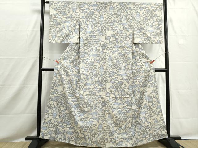 平和屋着物■訪問着　風景花松文　正絹　逸品　DABH8560qa