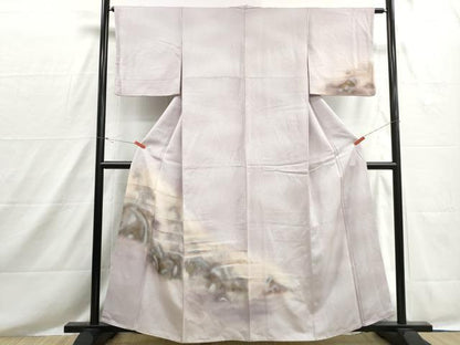 平和屋着物■訪問着　地紋起こし　霞風景文　暈し染め　金彩　正絹　逸品　DABH8562qa
