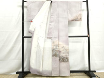 平和屋着物■訪問着　地紋起こし　霞風景文　暈し染め　金彩　正絹　逸品　DABH8562qa