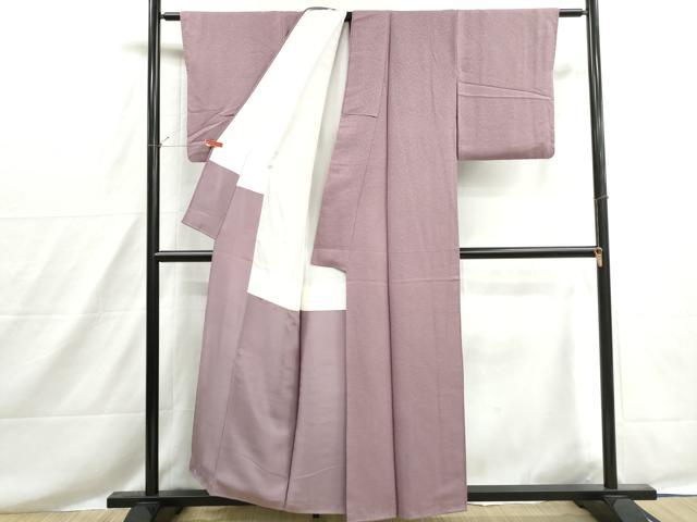 平和屋着物■上質な色無地　霞地紋　鳩羽色　正絹　逸品　DABH8564qa
