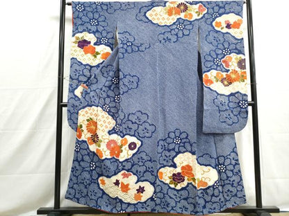 平和屋着物■豪華振袖　駒刺繍　絞り　雲取り菊唐草文　金彩　正絹　逸品　DABH8569qa