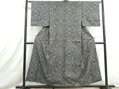 平和屋着物■本場大島紬　割り込み絣　亀甲花菱文　正絹　逸品　DABH8571qa