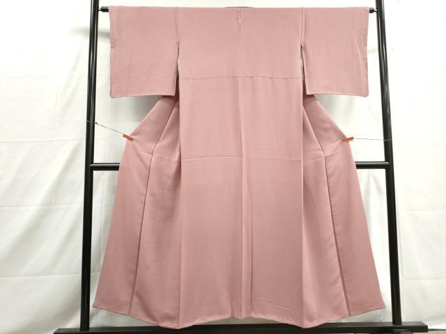 平和屋着物■上質な色無地　薄柿色　正絹　逸品　DABH8572qa