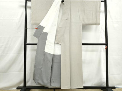 平和屋着物■上質な色無地　鹿の子地紋　白花色　正絹　逸品　DABH8574qa