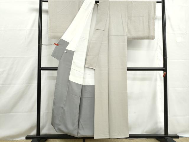 平和屋着物■上質な色無地　鹿の子地紋　白花色　正絹　逸品　DABH8574qa