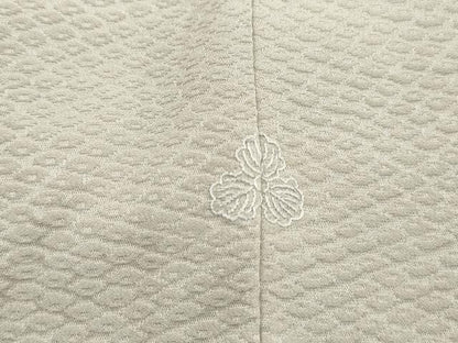 平和屋着物■上質な色無地　鹿の子地紋　白花色　正絹　逸品　DABH8574qa