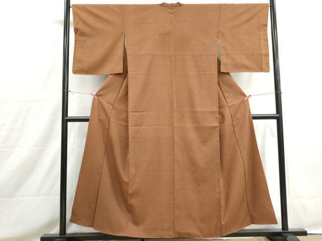 平和屋着物■上質な紬　胡桃色　正絹　逸品　DABH8576qa