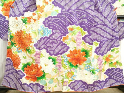 平和屋着物■豪華振袖　駒刺繍　絞り　雲取り草花文　乱菊　金彩　正絹　逸品　DABH8579qa