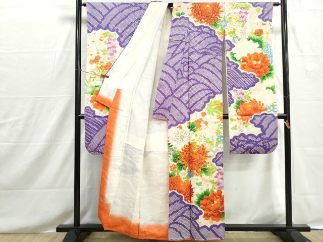 平和屋着物■豪華振袖　駒刺繍　絞り　雲取り草花文　乱菊　金彩　正絹　逸品　DABH8579qa