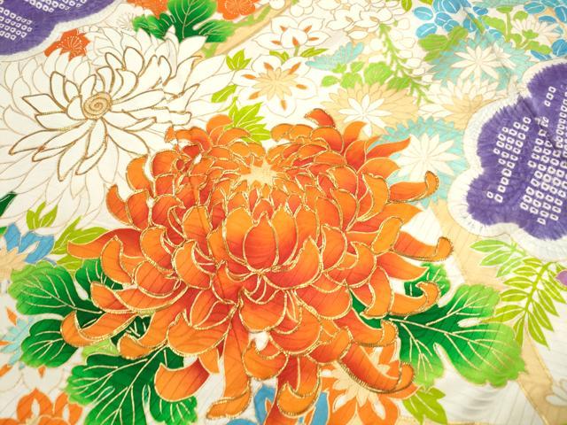 平和屋着物■豪華振袖　駒刺繍　絞り　雲取り草花文　乱菊　金彩　正絹　逸品　DABH8579qa