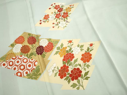 平和屋着物■訪問着　刺繍　松皮菱草花文　金彩　正絹　逸品　DABH8580qa