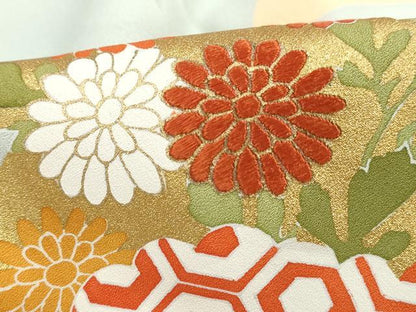 平和屋着物■訪問着　刺繍　松皮菱草花文　金彩　正絹　逸品　DABH8580qa