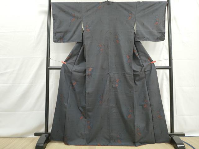 平和屋着物■本場大島紬　7マルキ　幾何学草花文　正絹　逸品　DABH8582qa