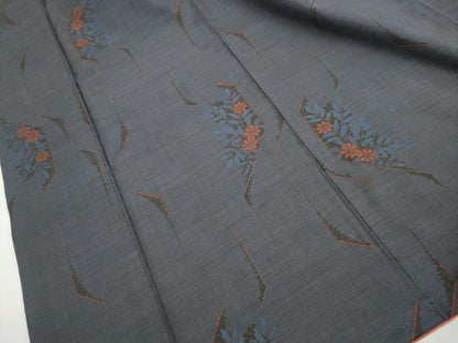 平和屋着物■本場大島紬　7マルキ　幾何学草花文　正絹　逸品　DABH8582qa