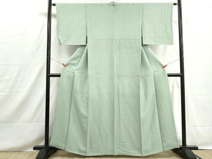 平和屋着物■上質な色無地　霞地紋　若葉色　正絹　逸品　DABH8586qa
