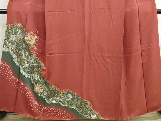 平和屋着物■訪問着　駒刺繍　絞り　雪輪花文　金彩　正絹　逸品　DABH8588qa