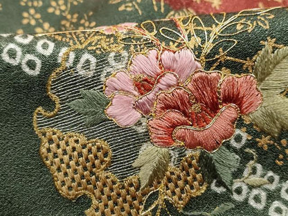 平和屋着物■訪問着　駒刺繍　絞り　雪輪花文　金彩　正絹　逸品　DABH8588qa