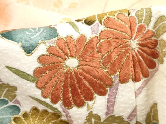 平和屋着物■訪問着　刺繍　草花文　暈し染め　金彩　正絹　逸品　DABH8589qa