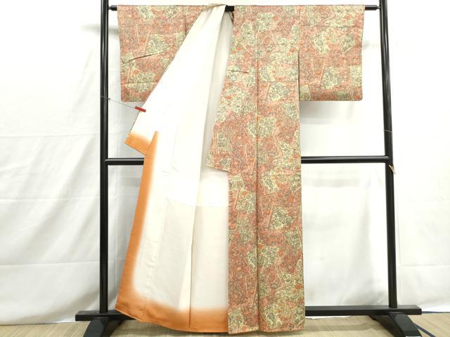 平和屋着物■上質な小紋　冊子更紗花文　正絹　逸品　DABH8591qa
