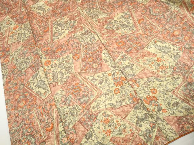 平和屋着物■上質な小紋　冊子更紗花文　正絹　逸品　DABH8591qa