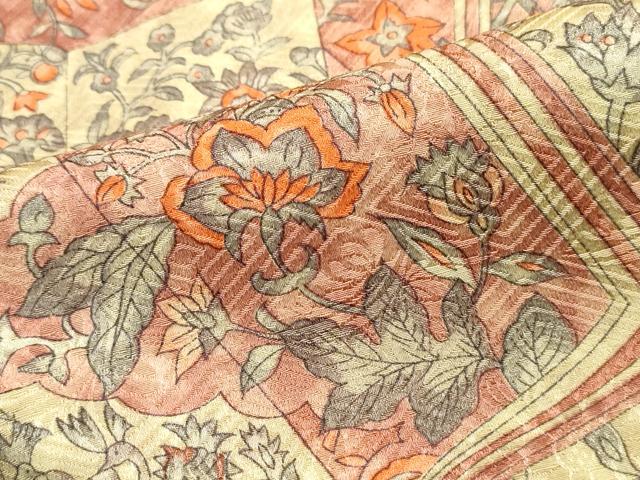 平和屋着物■上質な小紋　冊子更紗花文　正絹　逸品　DABH8591qa