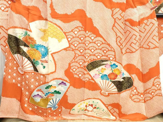 平和屋着物■豪華振袖　駒刺繍　絞り　扇面花松文　金彩　正絹　逸品　DABH8592qa