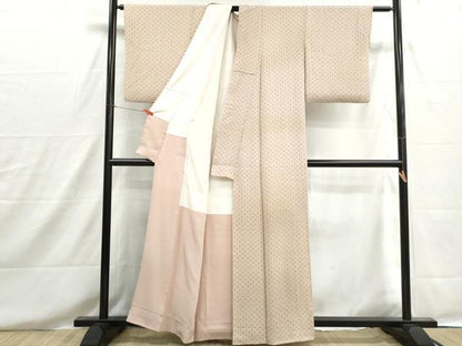 平和屋着物■上質な小紋　作家物　十字絣文　鬼しぼ縮緬　正絹　逸品　DABH8593qa