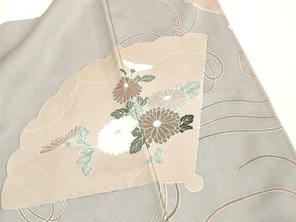 平和屋着物■色留訪問着　刺繍　地紙孔雀花文　金彩　正絹　逸品　DABH8594qa