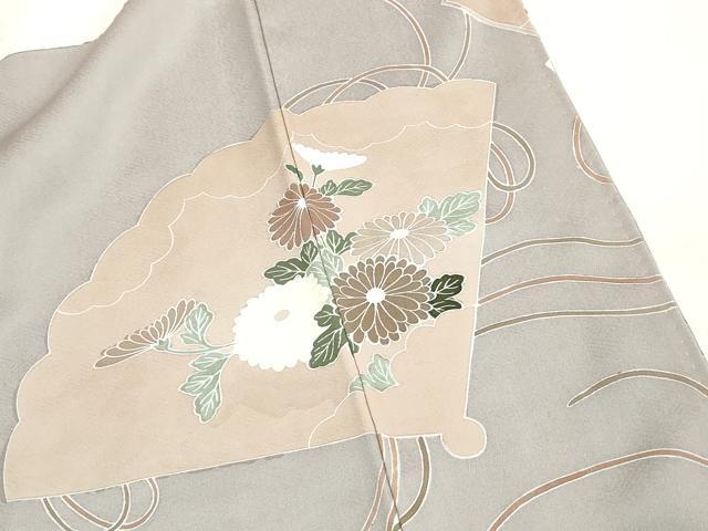 平和屋着物■色留訪問着　刺繍　地紙孔雀花文　金彩　正絹　逸品　DABH8594qa