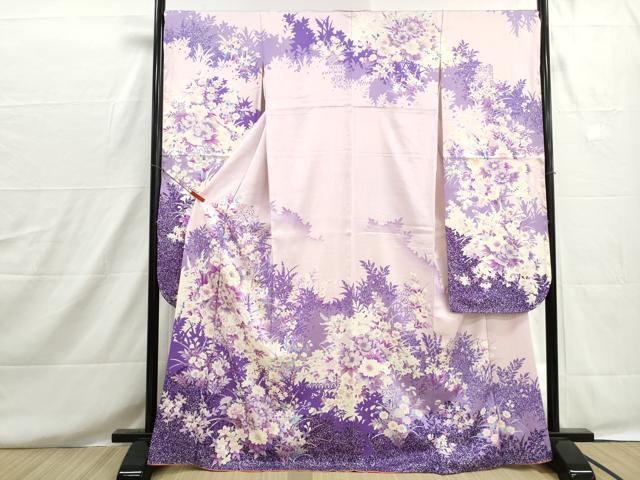 平和屋着物■豪華振袖　駒刺繍　草花文　牡丹　暈し染め　銀彩　正絹　逸品　DABH8598qa