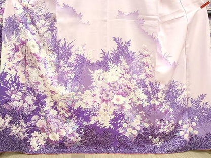 平和屋着物■豪華振袖　駒刺繍　草花文　牡丹　暈し染め　銀彩　正絹　逸品　DABH8598qa