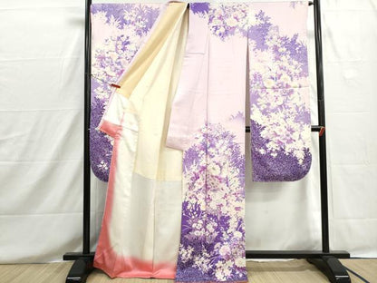 平和屋着物■豪華振袖　駒刺繍　草花文　牡丹　暈し染め　銀彩　正絹　逸品　DABH8598qa
