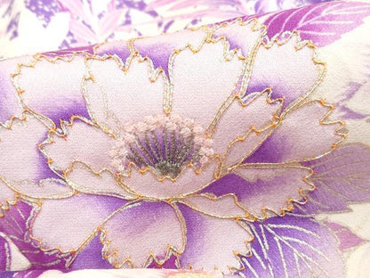 平和屋着物■豪華振袖　駒刺繍　草花文　牡丹　暈し染め　銀彩　正絹　逸品　DABH8598qa