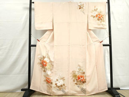 平和屋着物■訪問着　手描き　草花文　牡丹　暈し染め　金彩　正絹　逸品　DABH8599qa