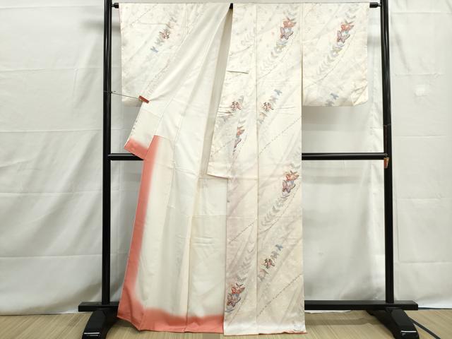 平和屋着物■上質な小紋　舞蝶花文　暈し染め　金彩　正絹　逸品　DABH8603qa