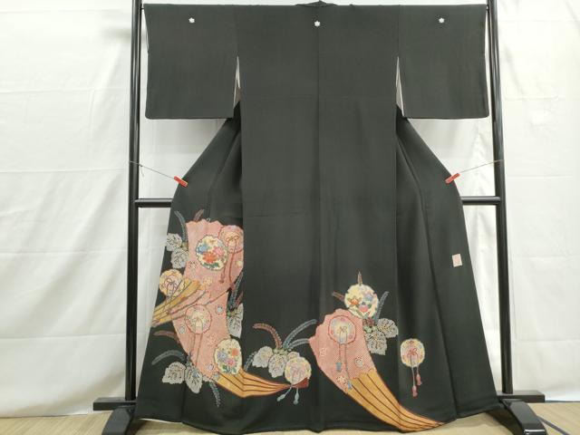 平和屋着物■豪華黒留袖　作家物　鏡裏雪輪花文　金彩　正絹　逸品　DABH8605qa